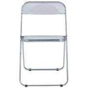 Lawrence 7-Piece Dining Set: Folding Acrylic Chairs & Rectangular Wood Table with Geometric Base - Elax Furniture