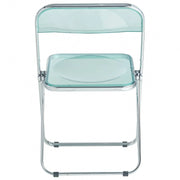 Lawrence 7-Piece Dining Set: Folding Acrylic Chairs & Rectangular Wood Table with Geometric Base - Elax Furniture