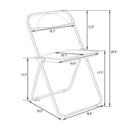 Lawrence 7-Piece Dining Set: Folding Acrylic Chairs & Rectangular Wood Table with Geometric Base - Elax Furniture