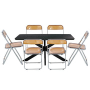 Lawrence 7-Piece Dining Set: Folding Acrylic Chairs & Rectangular Wood Table with Geometric Base - Elax Furniture