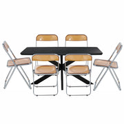 Lawrence 7-Piece Dining Set: Folding Acrylic Chairs & Rectangular Wood Table with Geometric Base - Elax Furniture