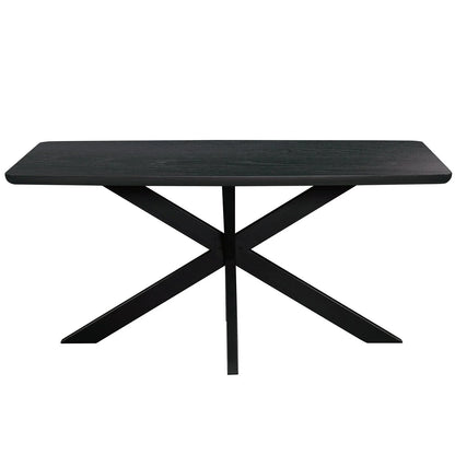 Lawrence 7-Piece Dining Set: Folding Acrylic Chairs & Rectangular Wood Table with Geometric Base - Elax Furniture