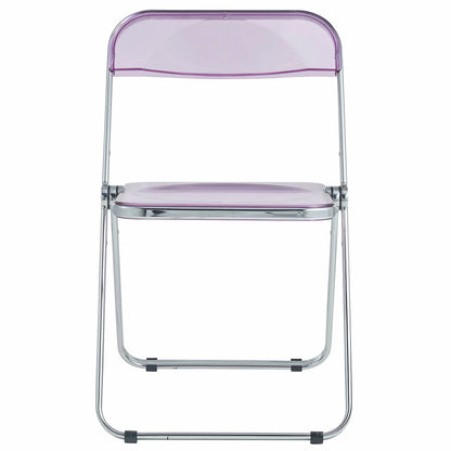 Lawrence 7-Piece Dining Set: Folding Acrylic Chairs & Rectangular Wood Table with Geometric Base - Elax Furniture