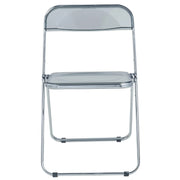 Lawrence 7-Piece Dining Set: Folding Acrylic Chairs & Rectangular Wood Table with Geometric Base - Elax Furniture