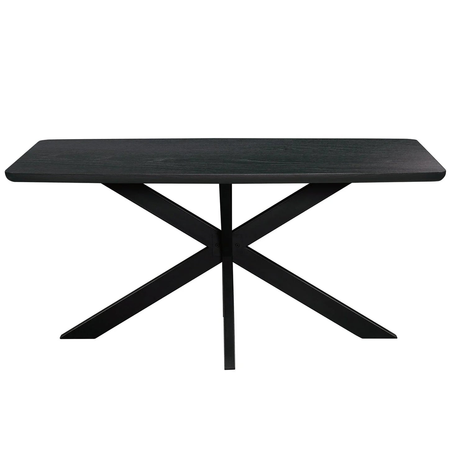 Lawrence 7-Piece Dining Set: Folding Acrylic Chairs & Rectangular Wood Table with Geometric Base - Elax Furniture