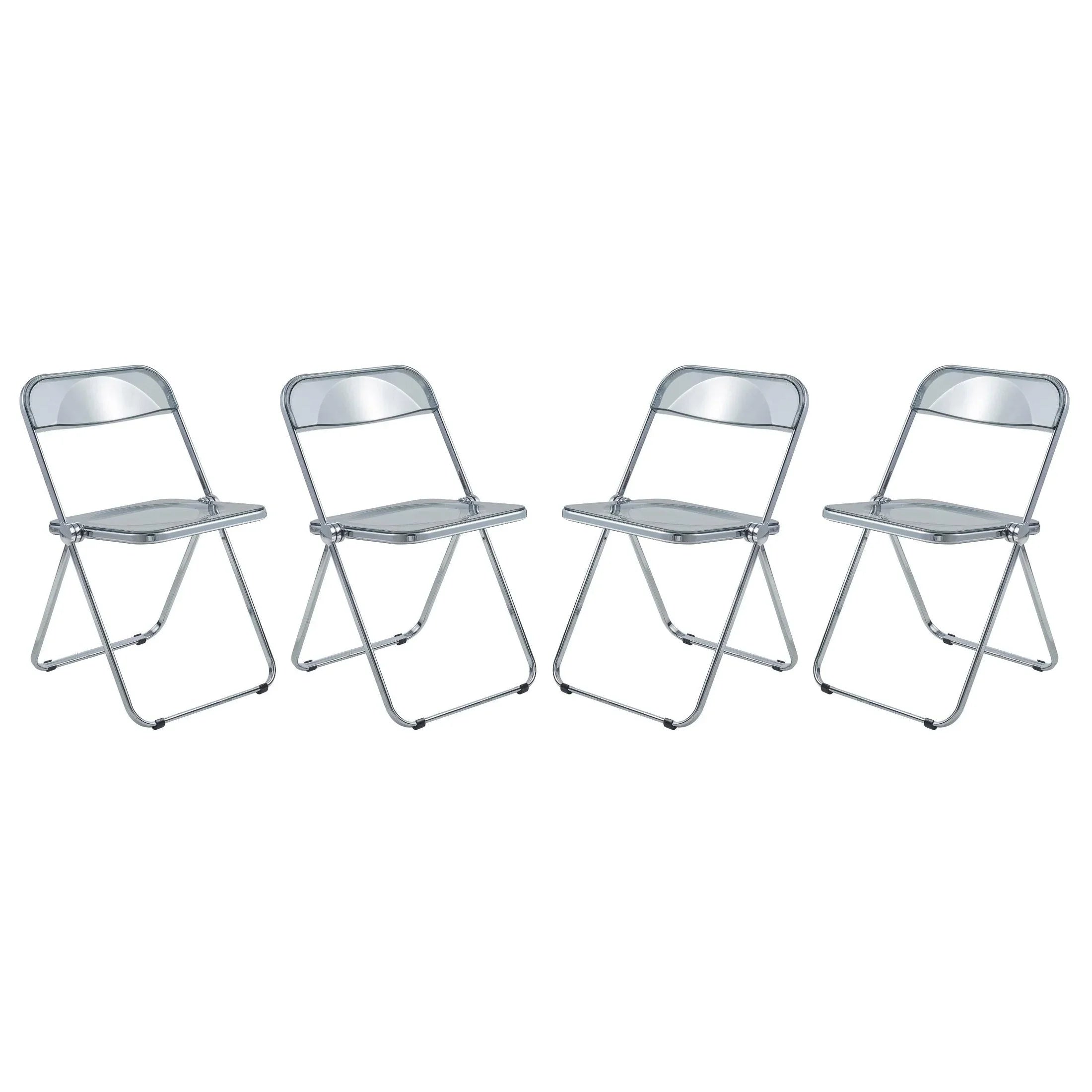 Lawrence Acrylic Folding Chair With Metal Frame Set of 4 - Elax Furniture