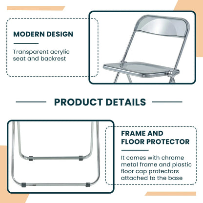 Lawrence Acrylic Folding Chair With Metal Frame - Elax Furniture