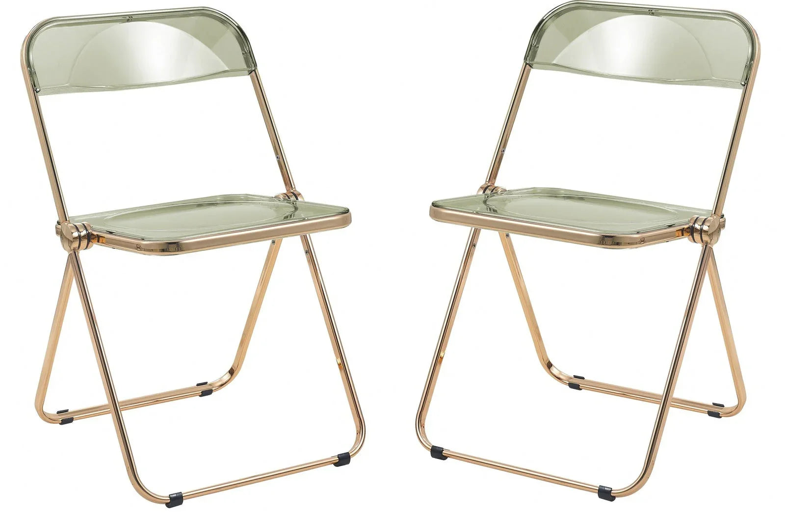 Lawrence Acrylic Folding Chair With Gold Metal Frame Set of 2 - Elax Furniture
