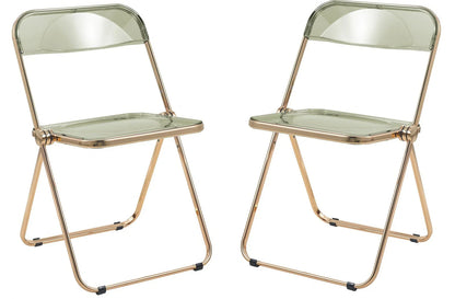 Lawrence Acrylic Folding Chair With Gold Metal Frame Set of 2 - Elax Furniture