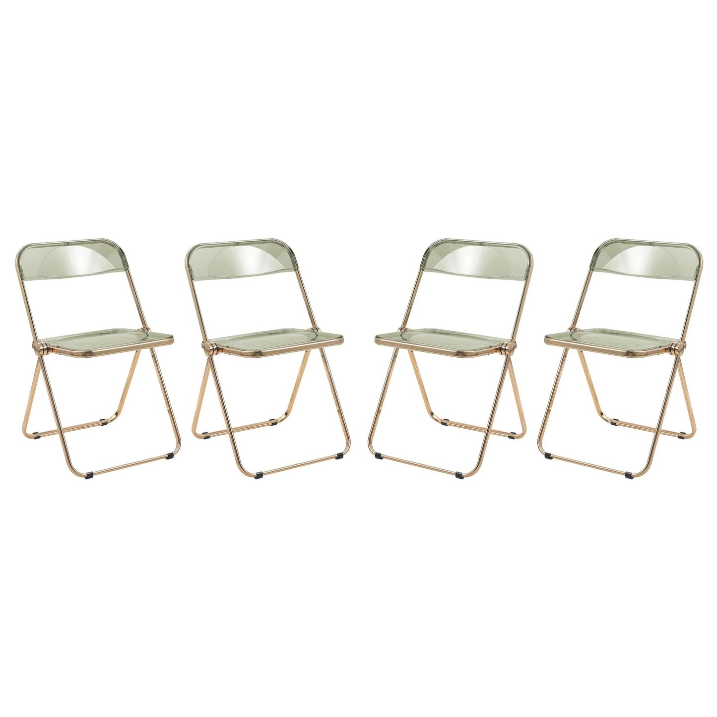 Lawrence Acrylic Folding Chair With Gold Metal Frame Set of 4 - Elax Furniture