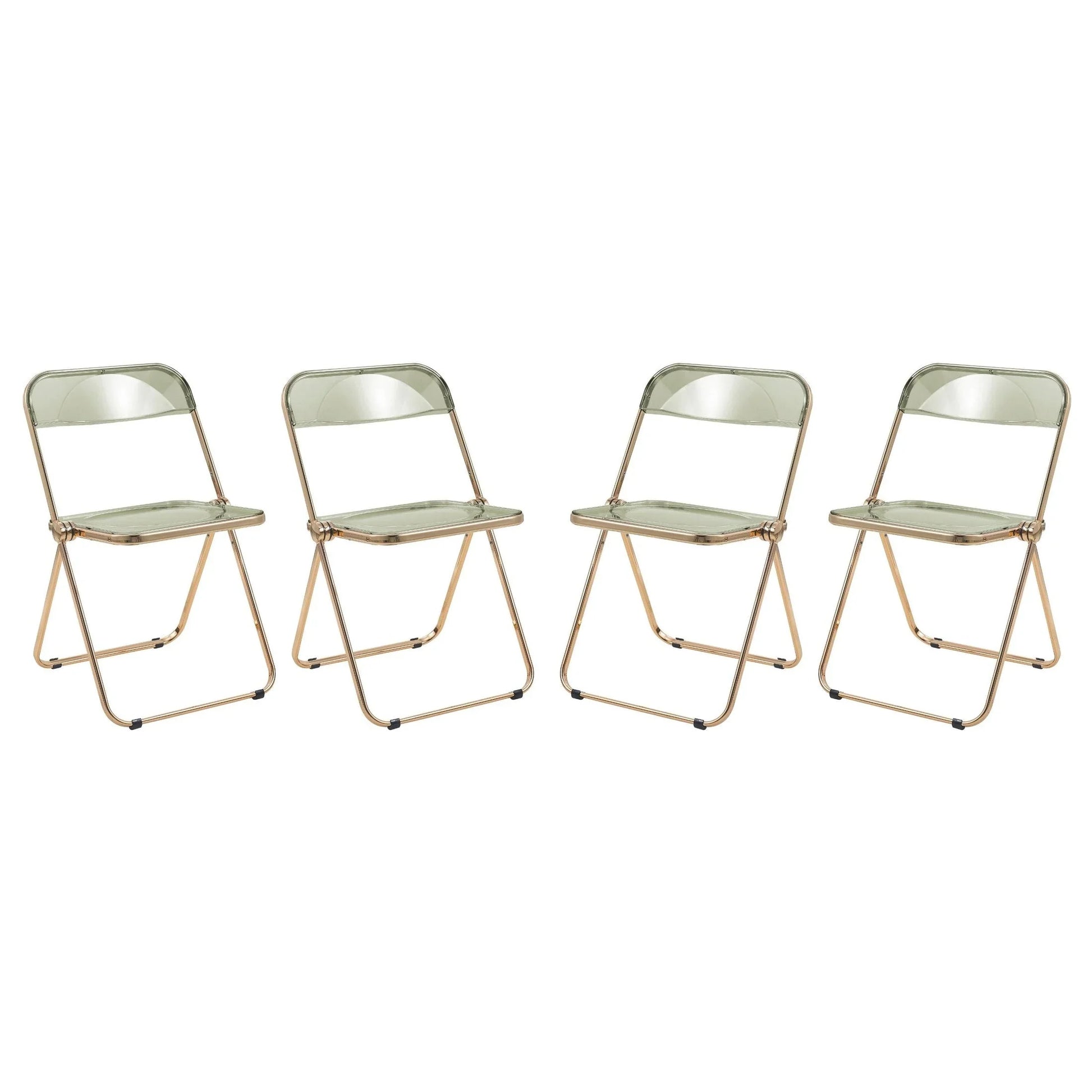 Lawrence Acrylic Folding Chair With Gold Metal Frame Set of 4 - Elax Furniture