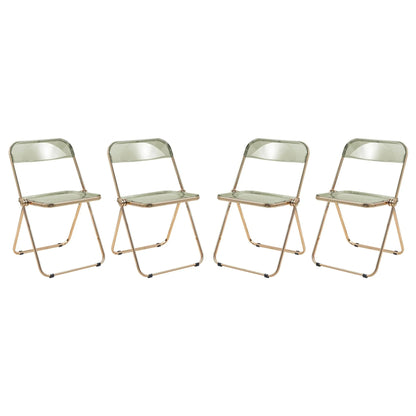 Lawrence Acrylic Folding Chair With Gold Metal Frame Set of 4 - Elax Furniture