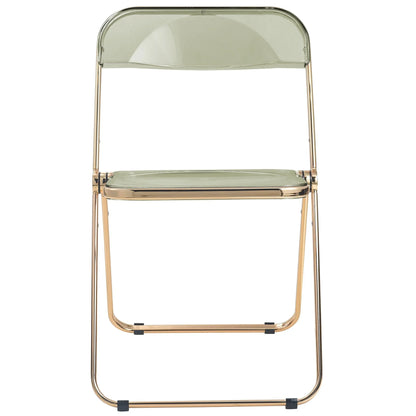 Lawrence Acrylic Folding Chair With Gold Metal Frame Set of 4 - Elax Furniture