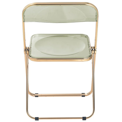 Lawrence Acrylic Folding Chair With Gold Metal Frame Set of 4 - Elax Furniture
