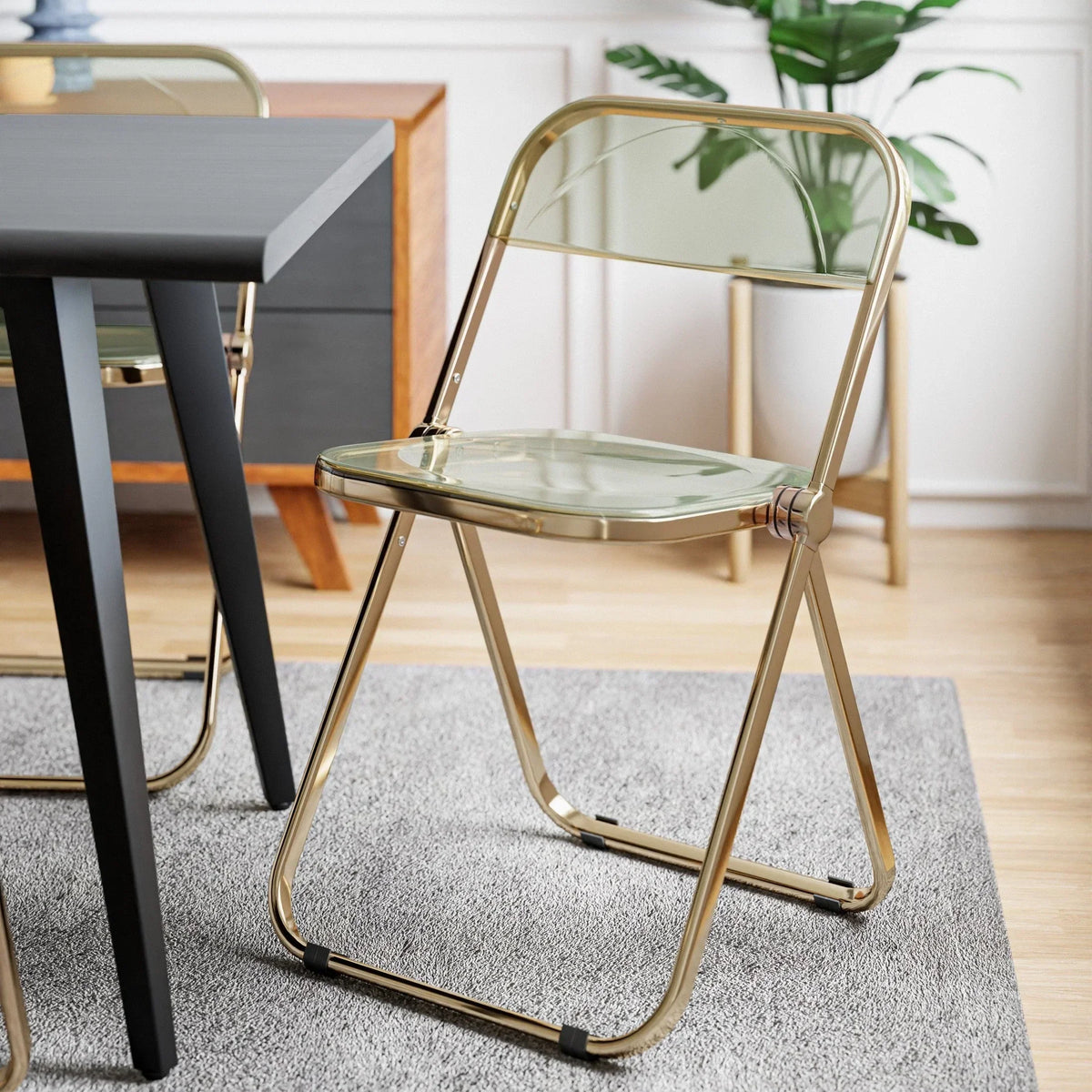 Lawrence Acrylic Folding Chair With Metal Frame - Elax Furniture