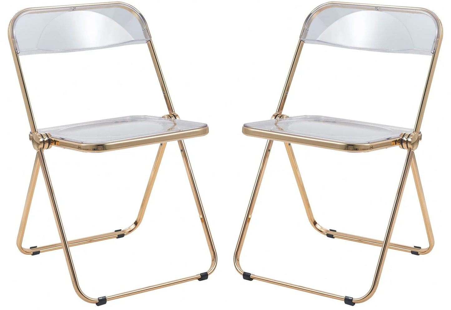 Lawrence Acrylic Folding Chair With Gold Metal Frame Set of 2 - Elax Furniture