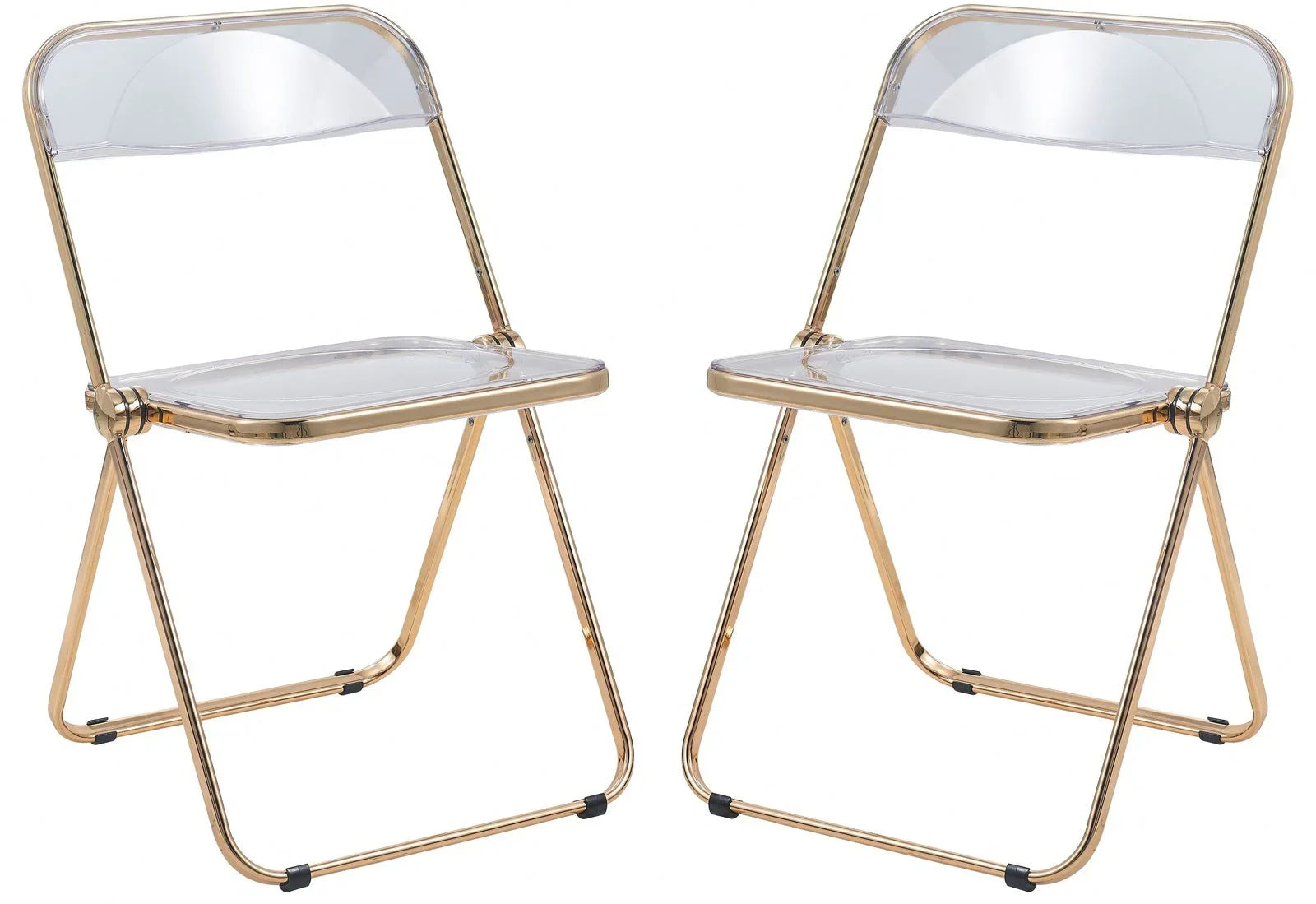 Lawrence Acrylic Folding Chair With Gold Metal Frame Set of 2 - Elax Furniture