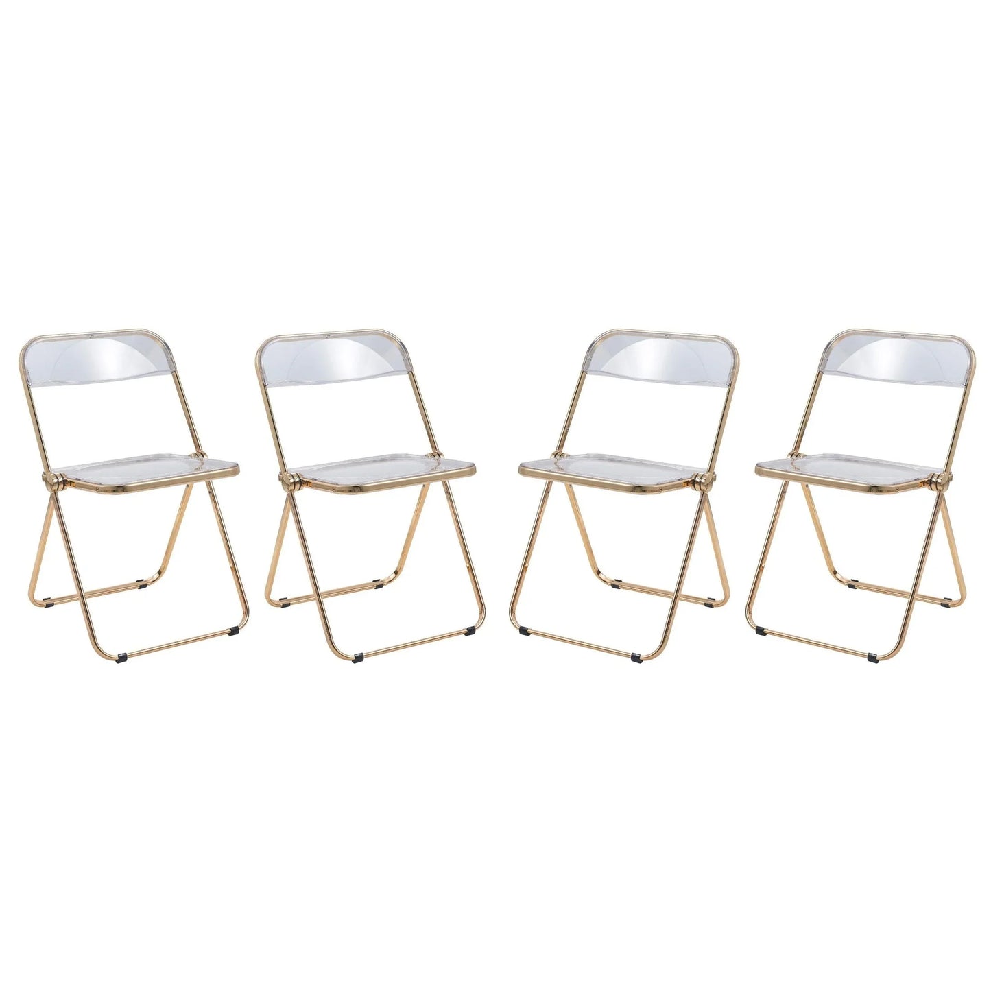 Lawrence Acrylic Folding Chair With Gold Metal Frame Set of 4 - Elax Furniture