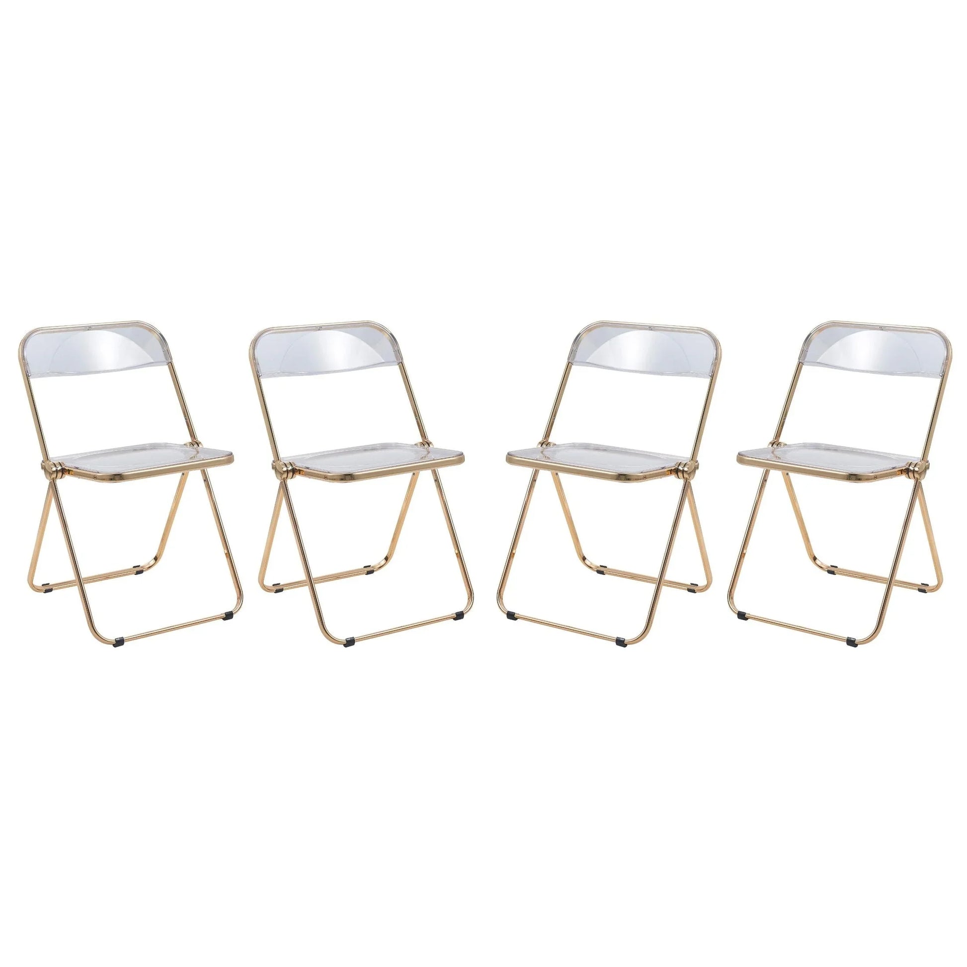 Lawrence Acrylic Folding Chair With Gold Metal Frame Set of 4 - Elax Furniture