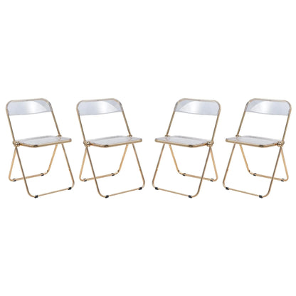 Lawrence Acrylic Folding Chair With Gold Metal Frame Set of 4 - Elax Furniture