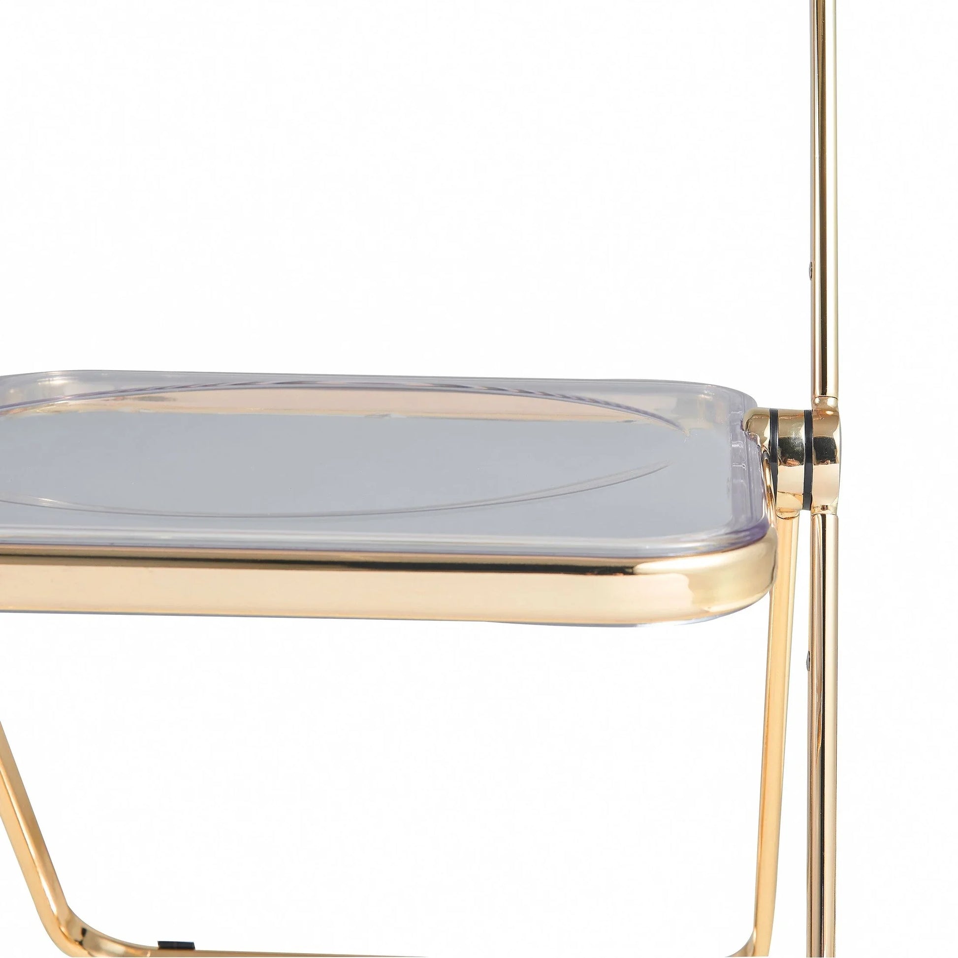 Lawrence Acrylic Folding Chair With Gold Metal Frame Set of 4 - Elax Furniture