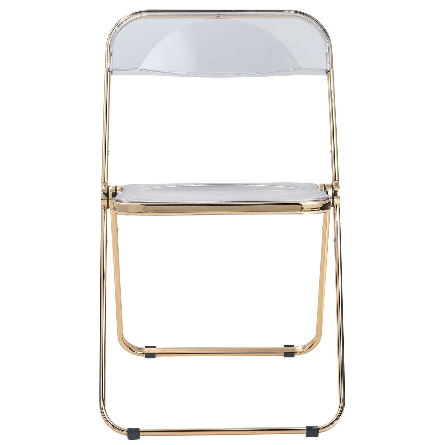 Lawrence Acrylic Folding Chair With Gold Metal Frame Set of 4 - Elax Furniture