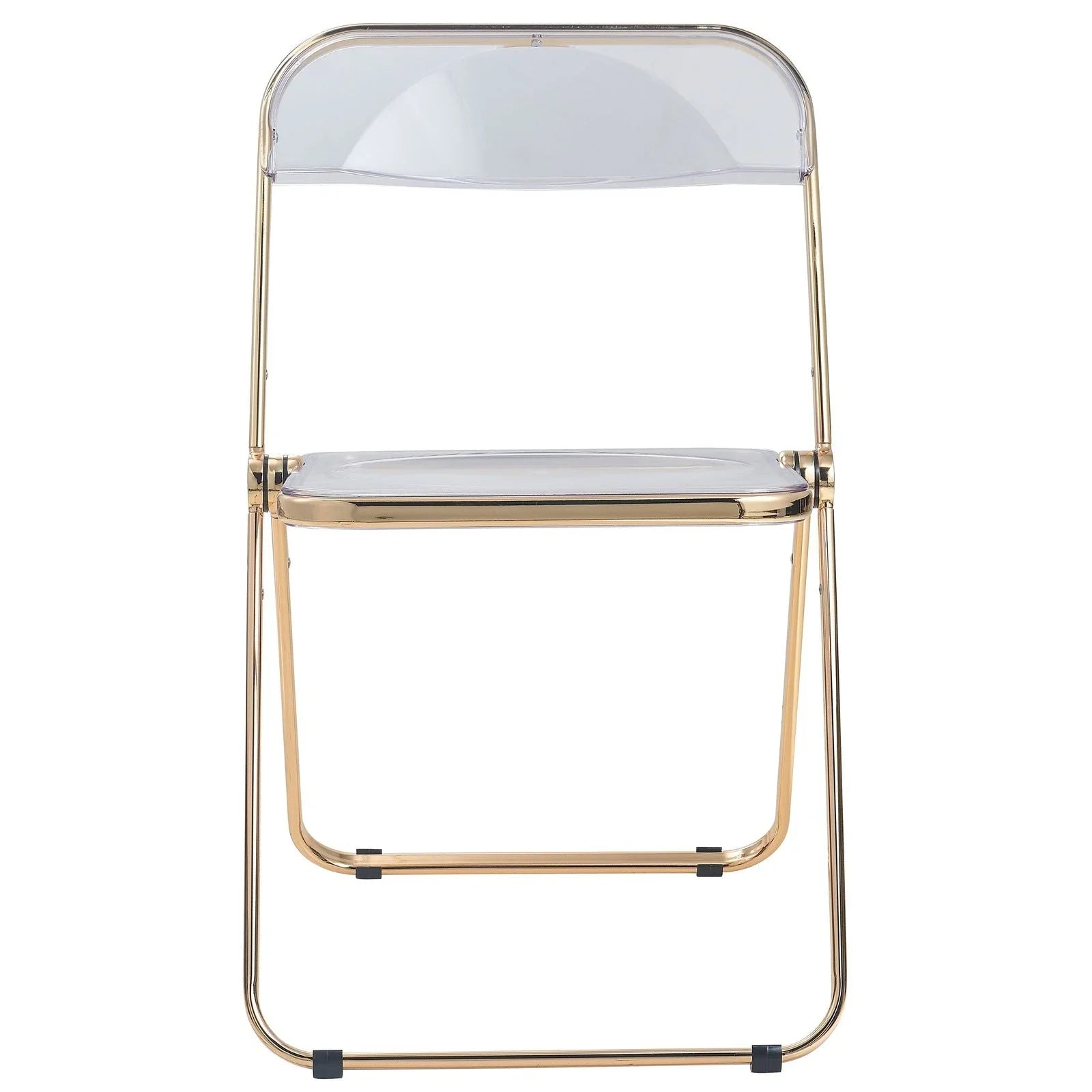 Lawrence Acrylic Folding Chair With Gold Metal Frame Set of 4 - Elax Furniture