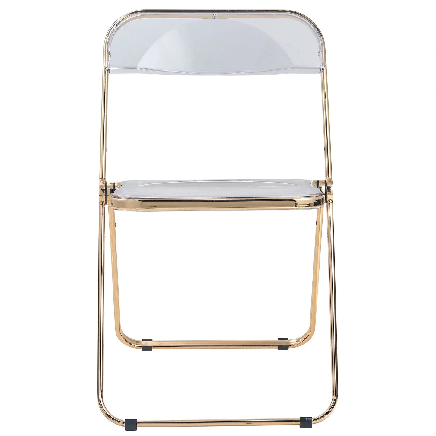 Lawrence Acrylic Folding Chair With Gold Metal Frame Set of 4 - Elax Furniture