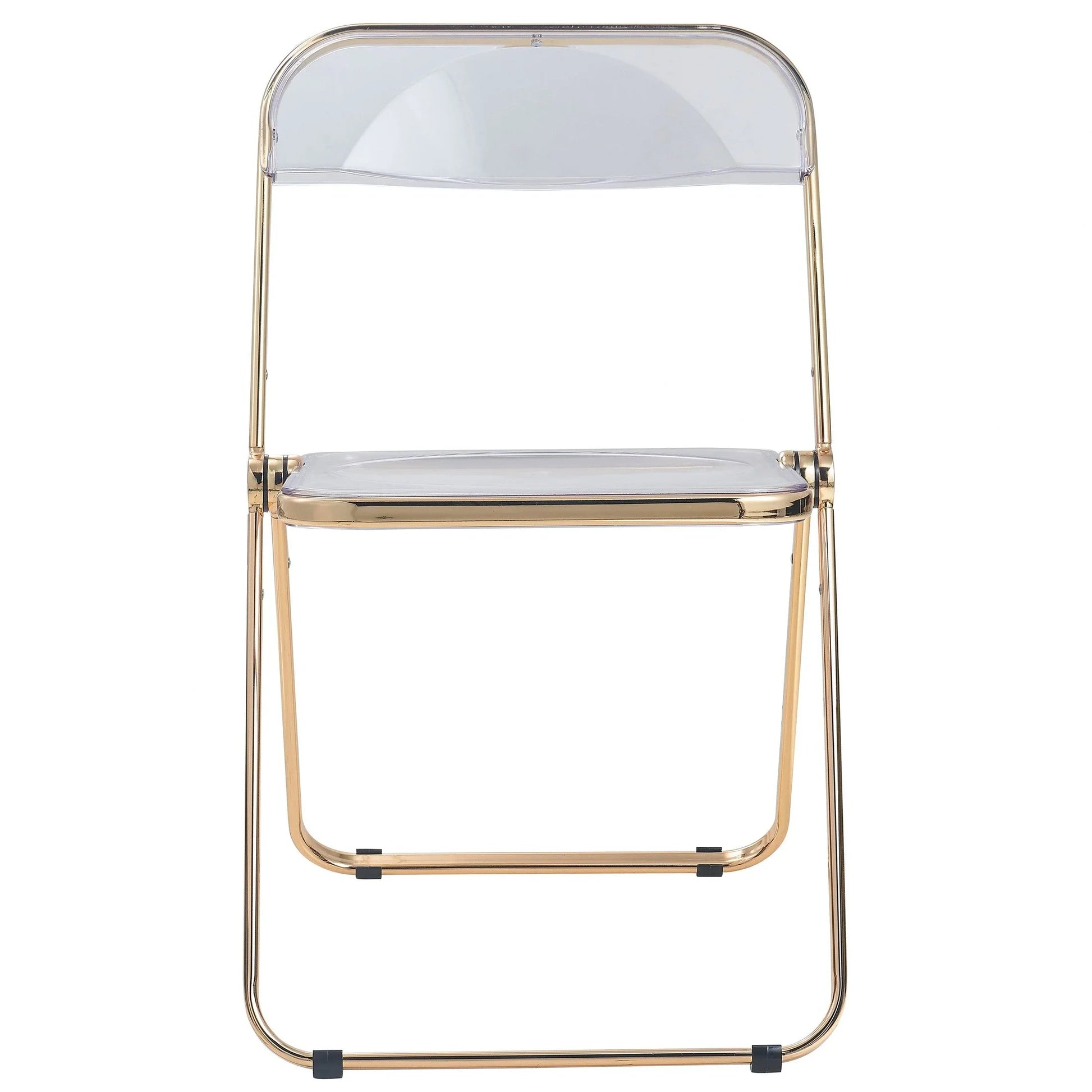 Lawrence Acrylic Folding Chair With Gold Metal Frame Set of 4 - Elax Furniture