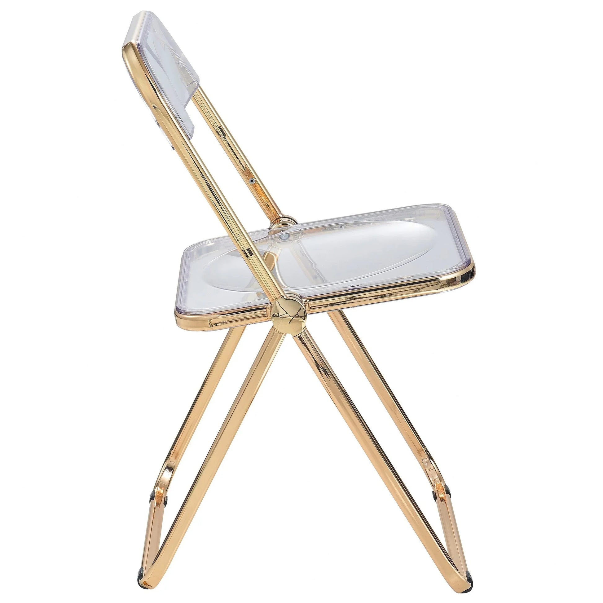 Lawrence Acrylic Folding Chair With Gold Metal Frame Set of 4 - Elax Furniture