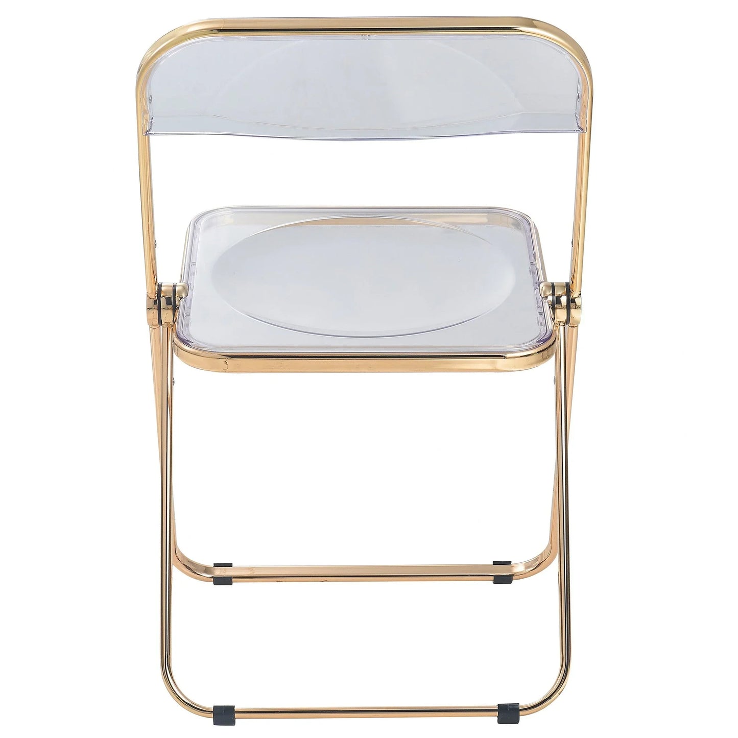 Lawrence Acrylic Folding Chair With Gold Metal Frame Set of 4 - Elax Furniture