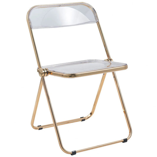 Lawrence Acrylic Folding Chair With Gold Metal Frame Set of 4 - Elax Furniture