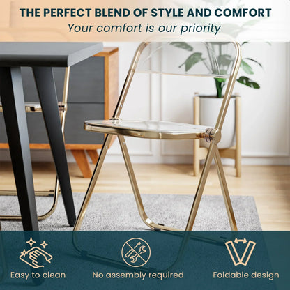 Lawrence Acrylic Folding Chair With Metal Frame - Elax Furniture