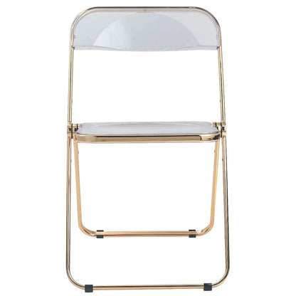 Lawrence Acrylic Folding Chair With Gold Metal Frame Set of 4 - Elax Furniture