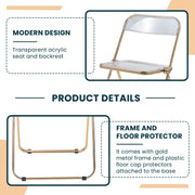 Lawrence Acrylic Folding Chair With Metal Frame - Elax Furniture