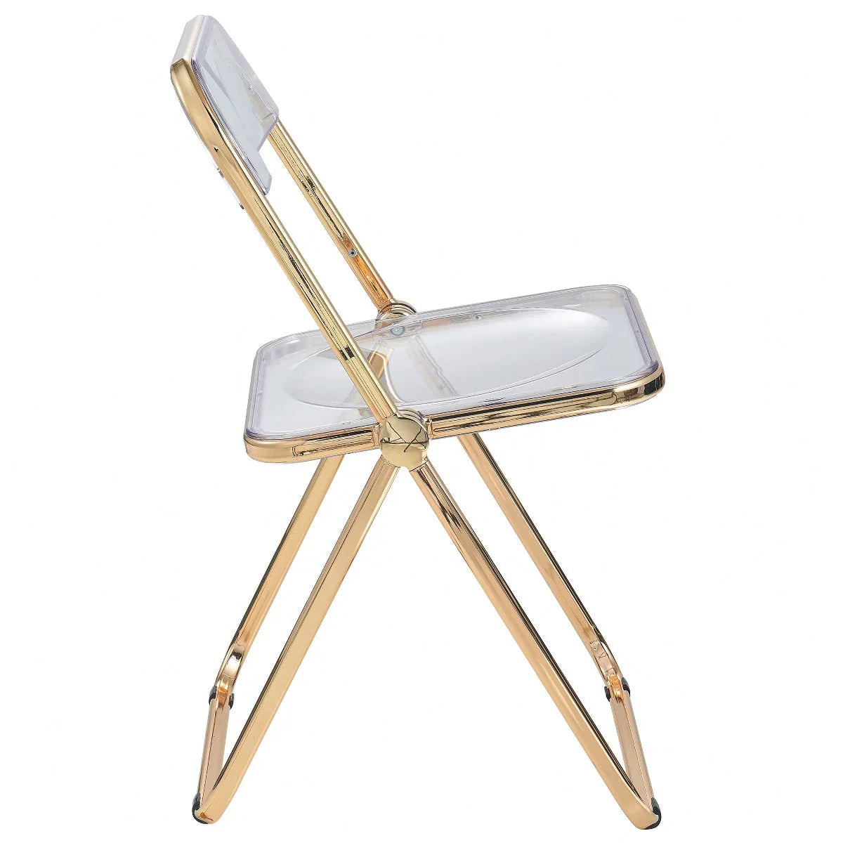 Lawrence Acrylic Folding Chair With Gold Metal Frame Set of 2 - Elax Furniture