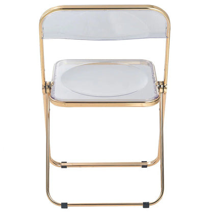 Lawrence Acrylic Folding Chair With Gold Metal Frame Set of 2 - Elax Furniture