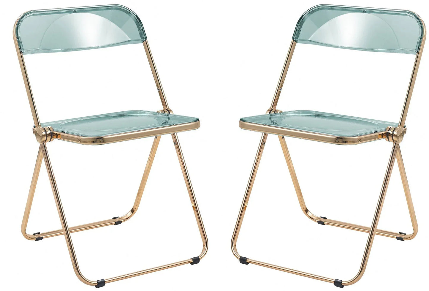 Lawrence Acrylic Folding Chair With Gold Metal Frame Set of 2 - Elax Furniture