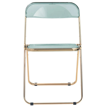 Lawrence Acrylic Folding Chair With Gold Metal Frame Set of 2 - Elax Furniture