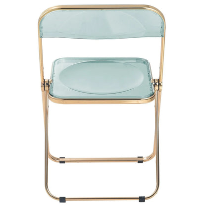 Lawrence Acrylic Folding Chair With Gold Metal Frame Set of 2 - Elax Furniture