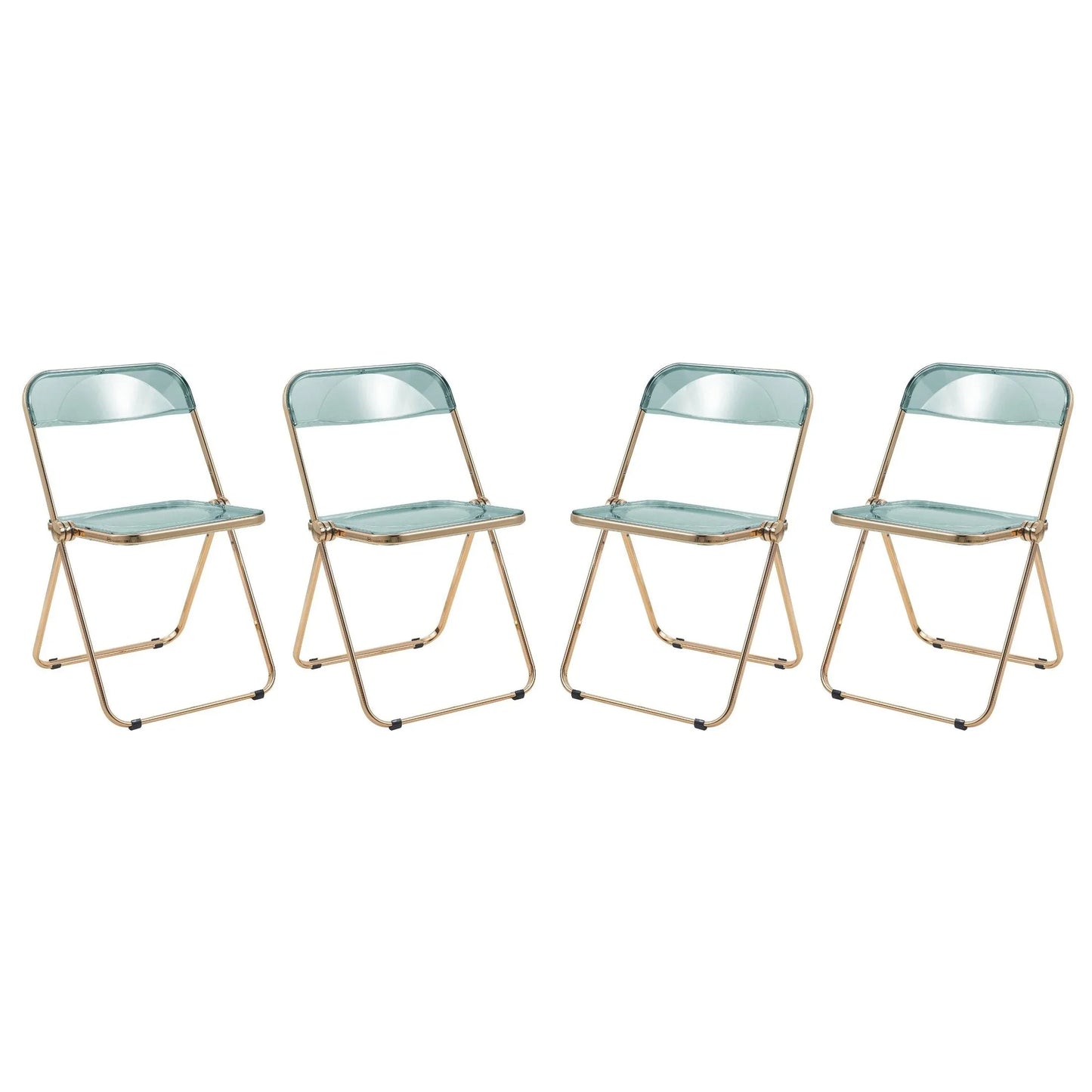 Lawrence Acrylic Folding Chair With Gold Metal Frame Set of 4 - Elax Furniture
