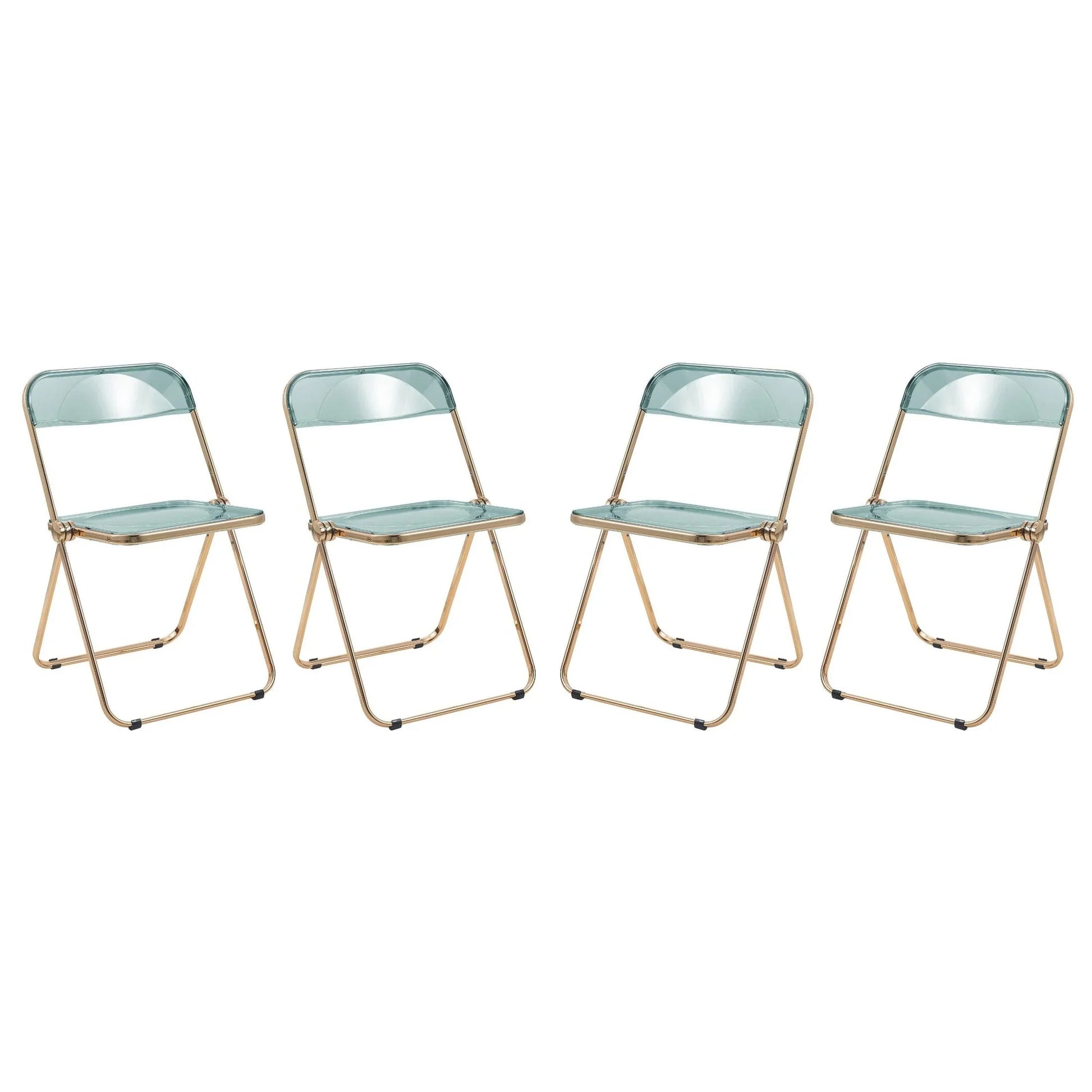 Lawrence Acrylic Folding Chair With Gold Metal Frame Set of 4 - Elax Furniture