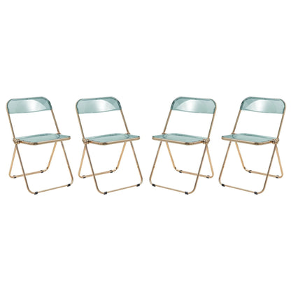 Lawrence Acrylic Folding Chair With Gold Metal Frame Set of 4 - Elax Furniture