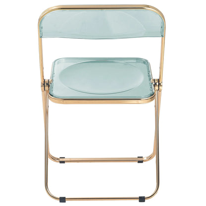 Lawrence Acrylic Folding Chair With Gold Metal Frame Set of 4 - Elax Furniture