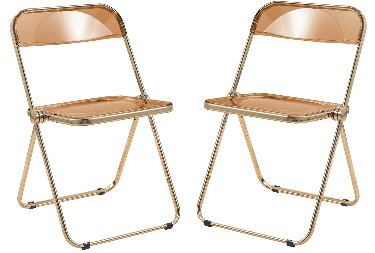Lawrence Acrylic Folding Chair With Gold Metal Frame Set of 2 - Elax Furniture