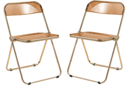 Lawrence Acrylic Folding Chair With Gold Metal Frame Set of 2 - Elax Furniture