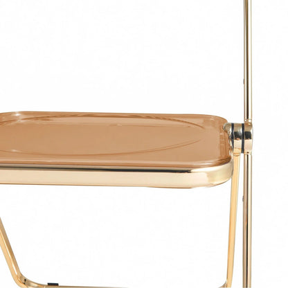 Lawrence Acrylic Folding Chair With Gold Metal Frame Set of 2 - Elax Furniture