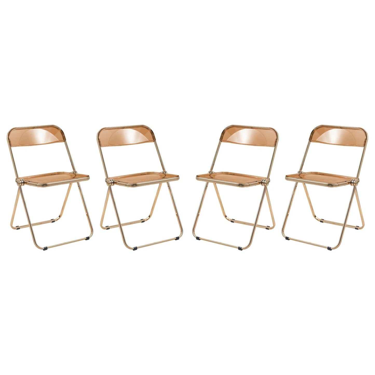 Lawrence Acrylic Folding Chair With Gold Metal Frame Set of 4 - Elax Furniture