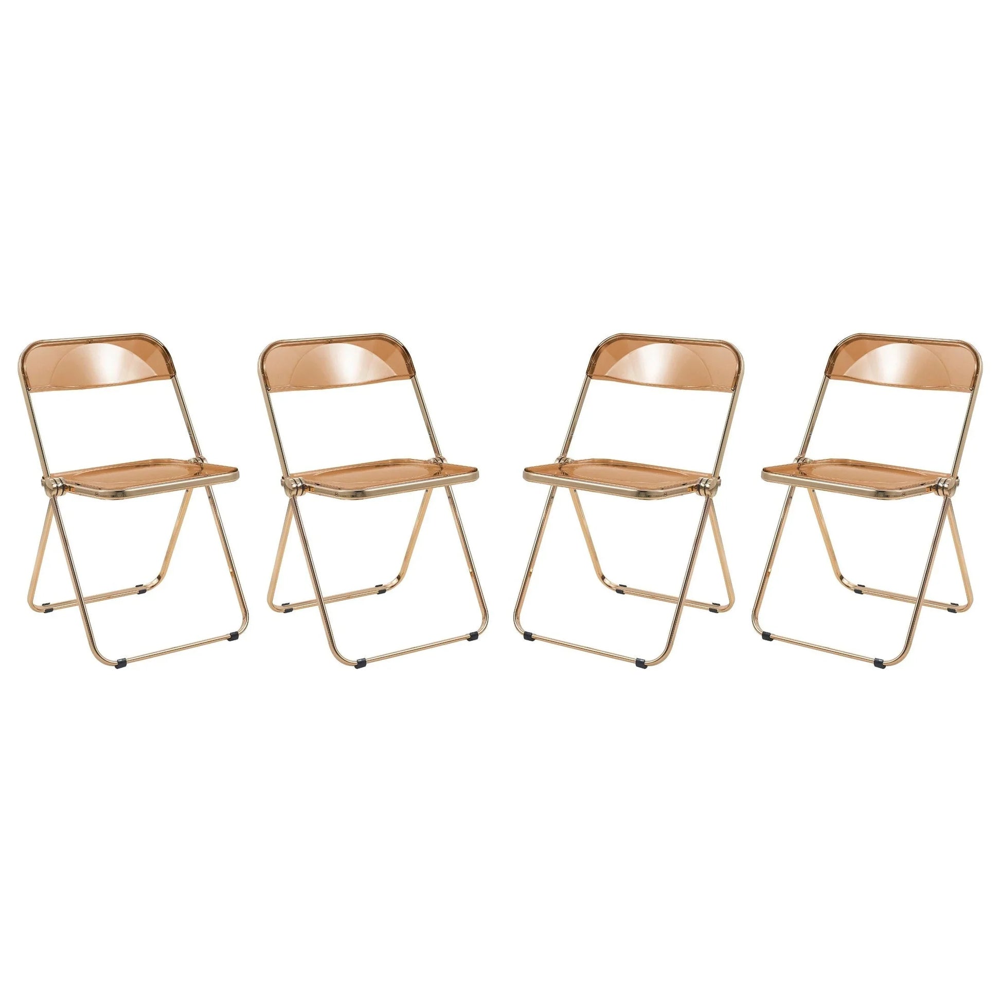 Lawrence Acrylic Folding Chair With Gold Metal Frame Set of 4 - Elax Furniture