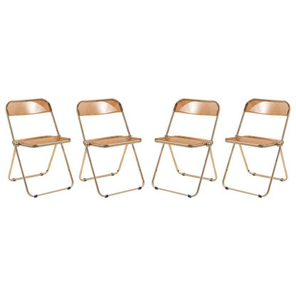 Lawrence Acrylic Folding Chair With Gold Metal Frame Set of 4 - Elax Furniture